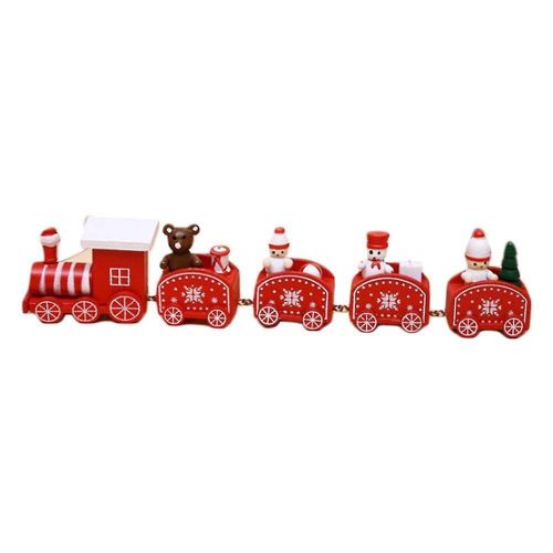 Ensemble De Petit Train En Bois À Cinq Sections De Dessin Animé De Noël