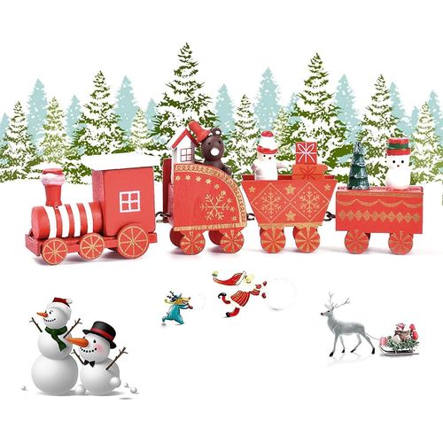 Décorations De Noël En Mini Train En Bois