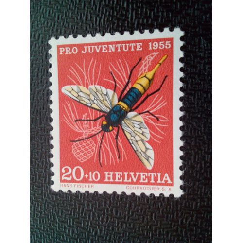 Timbre Suisse Yt 569 Queue De Corne Géante (Sirex Gigas) 1955 ( 71104 )