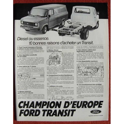 Publicité Papier - Véhicule Utilitaire Ford Transit De 1981