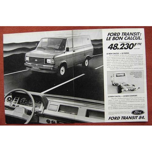 Publicité Papier - Véhicule Utilitaire Ford Transit De 1983
