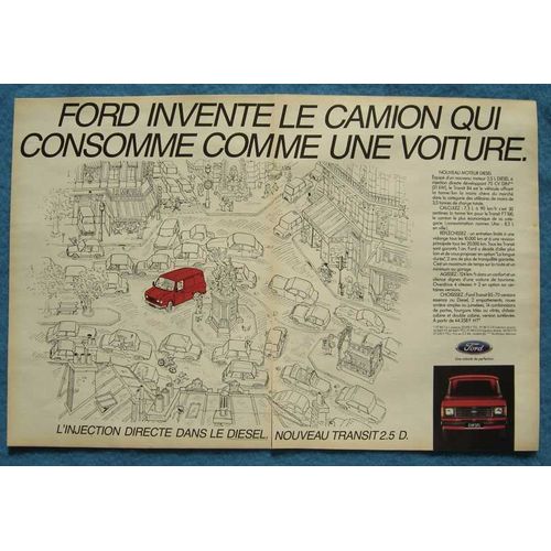 Publicité Papier - Véhicule Utilitaire Ford Transit De 1984