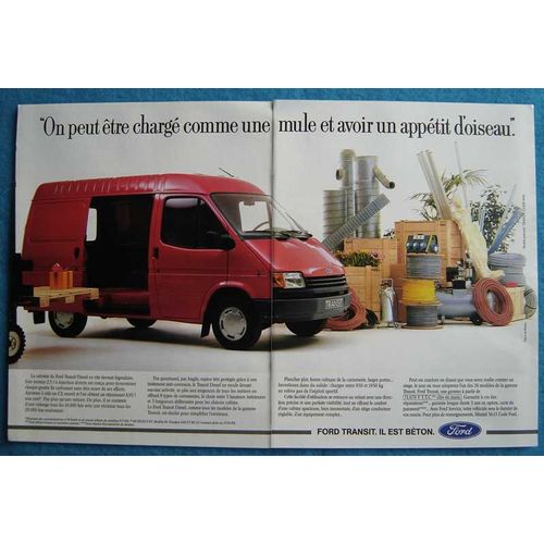 Publicité Papier - Véhicule Utilitaire Ford Transit De 1989