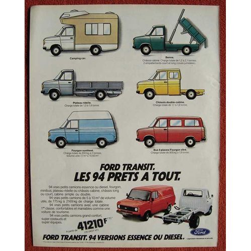 Publicité Papier - Véhicules Utilitaires Ford Transit De 1981