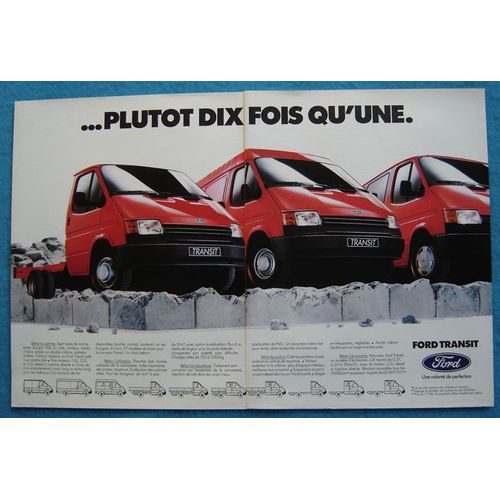 Publicité Papier - Véhicules Utilitaires Ford Transit De 1987