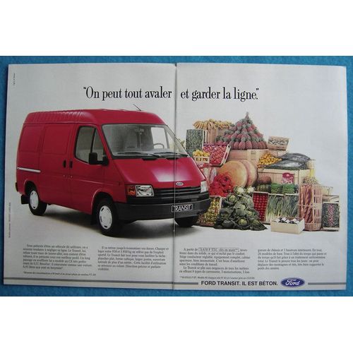 Publicité Papier - Véhicule Utilitaire Ford Transit De 1989