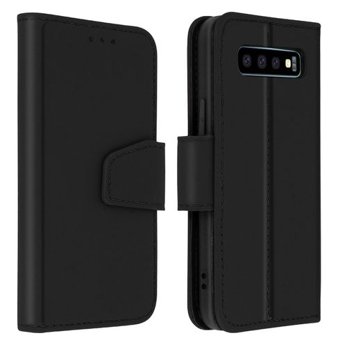 Housse Samsung Galaxy S10 Plus Cuir Porte-Carte Fonction Support Premium Noir