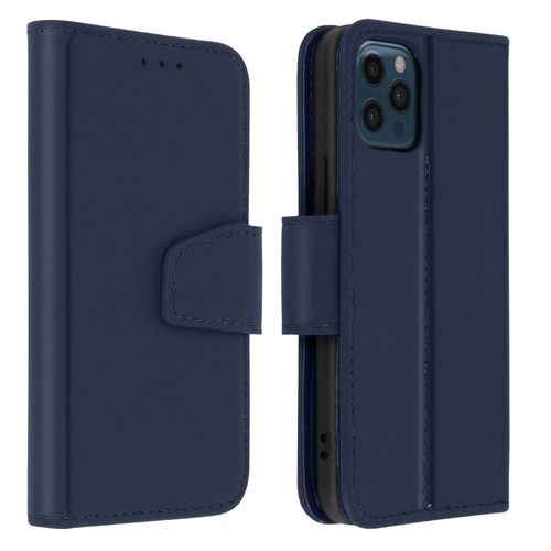 Housse Iphone 12 Pro Max Cuir Porte-Carte Fonction Support Premium Bleu Nuit