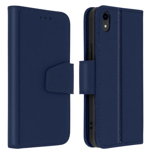 Housse Apple Iphone Xr Cuir Porte-Carte Fonction Support Premium Bleu Nuit