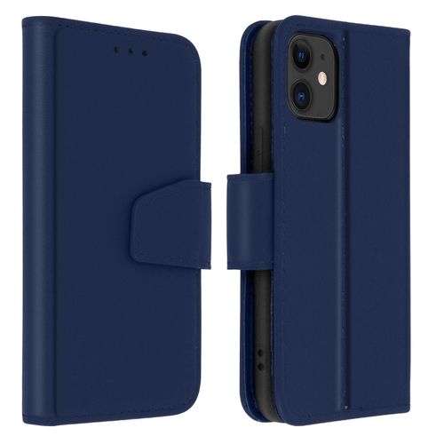 Housse Apple Iphone 11 Cuir Porte-Carte Fonction Support Premium Bleu Nuit