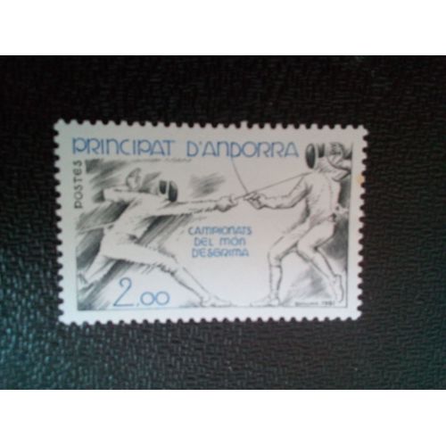 Timbre Andorre Yt 296 Championnats Du Monde D'escrime, Clermont-Ferrand 1981 ( 81104 )