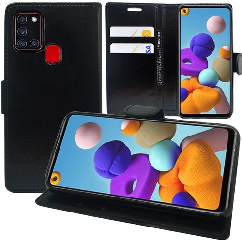 Etui Portefeuille Pour Samsung Galaxy A21s 6.5" Support Video Cuir Pu - Noir