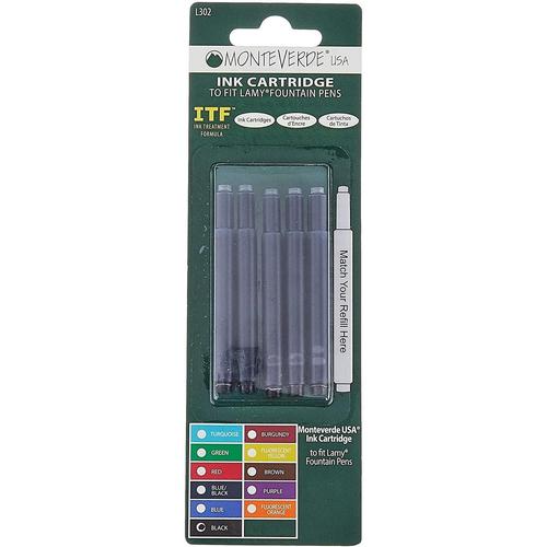 Monteverde Blister 5 Cartouches D'encre Compatible Avec Lamy Noir