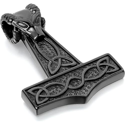 Collier Avec Pendentif Loup Et Marteau De Thor En Acier Inoxydable Pour Hommes, Chaîne De 22 Pouces - Argent