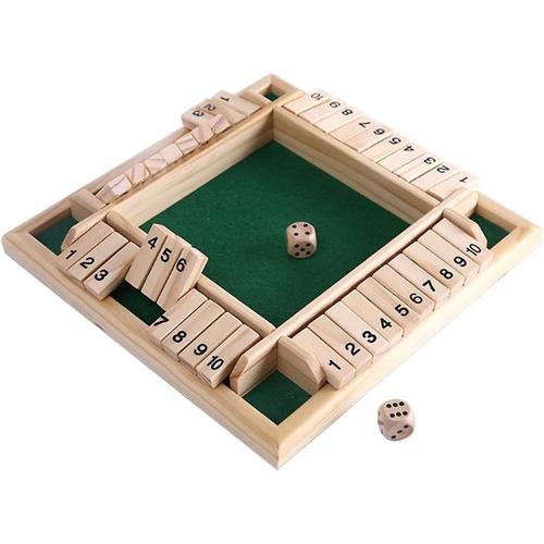 Jeu De Table En Bois Shut The Box De Luxe À 4 Joueurs - Jouet De Plateau De Dés Classique