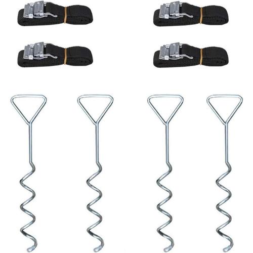 Kit D'ancrage Pour Trampoline : Lot De 4 Piquets De Sol Robustes Avec Corde À Vent