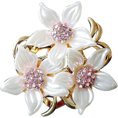 Broche Fleur Élégante Avec Cristal Créé Pour Femmes Et Filles - 17,6 G