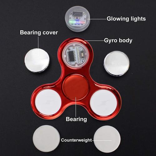 Tri-Spinner À Main De Jouet De Fileur De Fidget De Lumière Led Avec Des Roulements À Un Seul Doigt