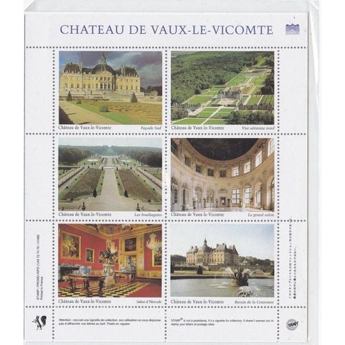 Planche De 6 Vignettes Stamp - Le Château De Vaux-Le-Vicomte (Autocollant, Sticker)