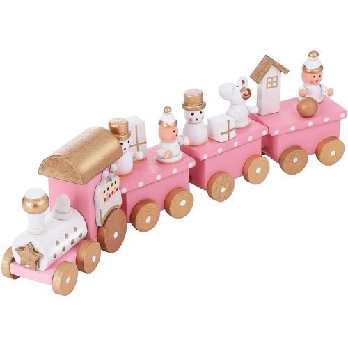 Rail De Train En Bois De Noël, Ensemble De Décoration De Mini Train Au Pays Des Merveilles D'hiver