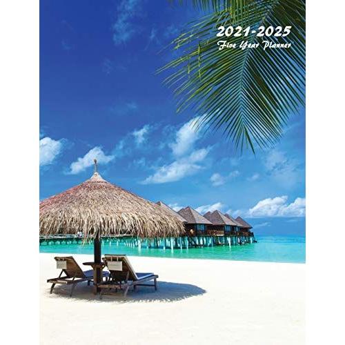 2021-2025 Five Year Planner: Large 60-Month Monthly Planner (Tropical Beach)