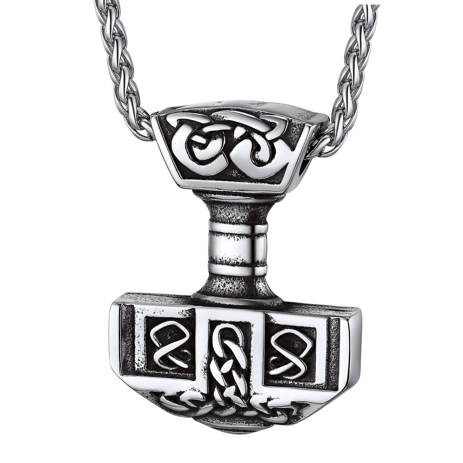 Collier Amulette Homme : Pendentif Marteau De Thor Avec Chaîne Ajustable 55+5cm