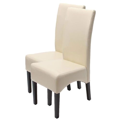 Lot De 2 Chaises Latina, Salle À Manger, Cuir Reconstitué   Couleur Crème, Pieds Clairs