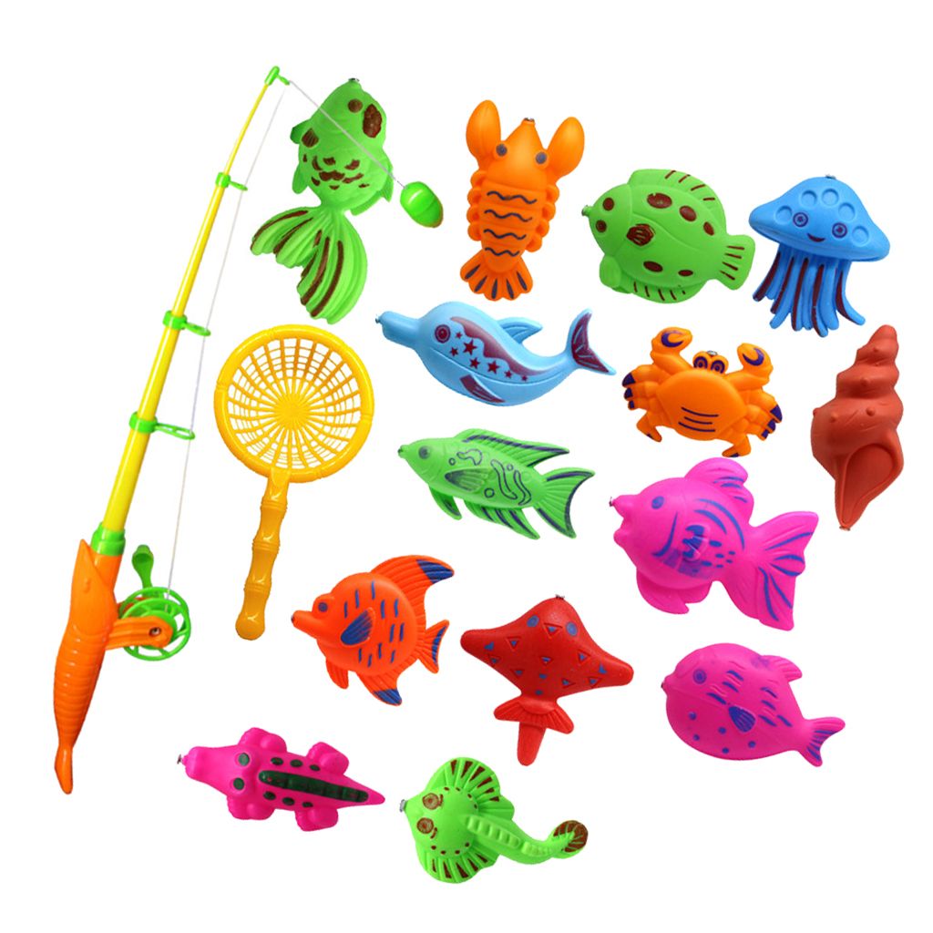 Jouet De Bain Bebe Enfants Set Jouet De Peche Bain Amusant Jeu Jouet De Bain Modele De Poisson Canne A Peche Filets De Peche 13 Pieces Rakuten