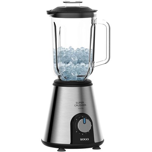Mélangeur SuperCrusher SOGO SS-5530 | Mélangeur en verre, 5 vitesses, broyeur à glace 1,5 L, 1000 W - Acier inoxydable