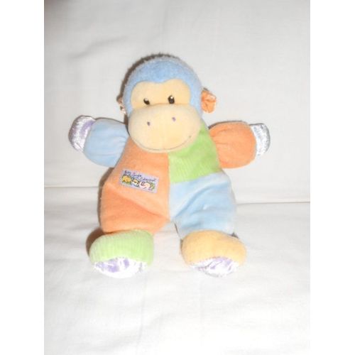Doudou Peluche Singe Baby Jungle Collection Baby Gund Grelot Orange Vert Bleu Jaune Violet Parme Mauve