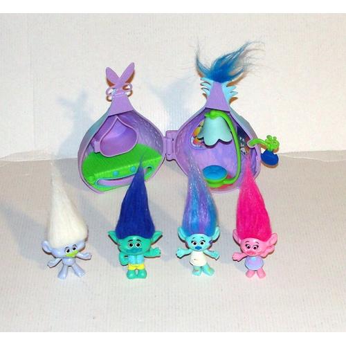 Trolls Poppy Set Maison Troll Lot 4 Figurines 6 Cm