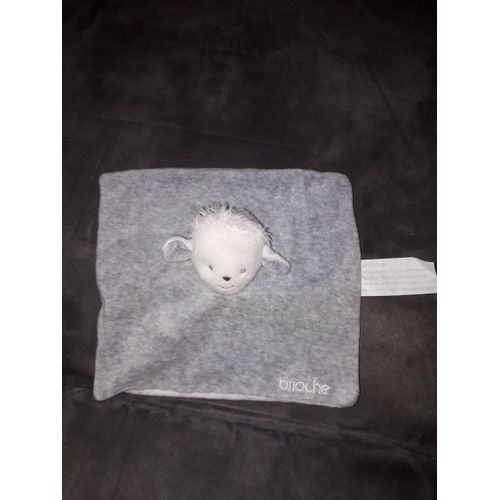 Doudou Plat Carre Agneau Mouton Brebis La Halle Kimbaloo Brioche Gris Et Blanc
