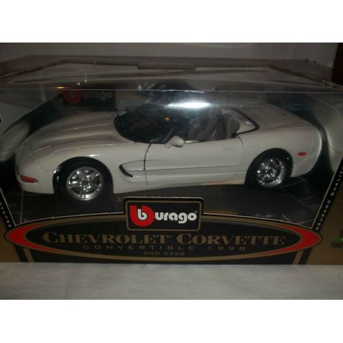 Chevrolet Corvette Convertible 1998 - Couleur Blanche - Burago Métal .. Made In Italie - 1/18-Burago