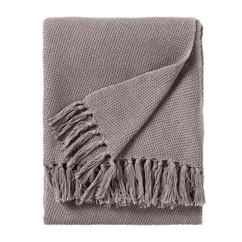 Couverture En Coton Ezra Gris 125x150 Cm - Tapis Poil Court Design Moderne Pour Salon