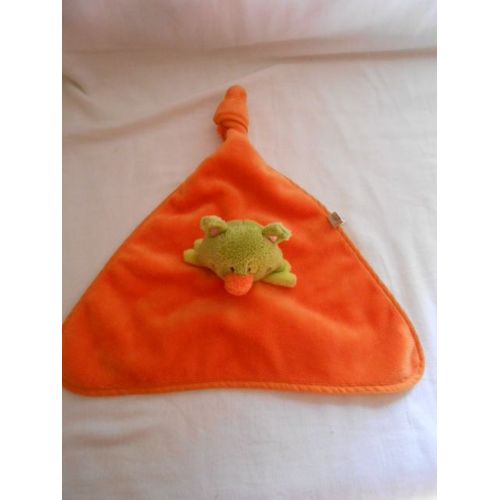 Doudou Plat Triangle Noeud Réversible Oiseau Souris Ours Chien Chat Orange Jaune Vert Rose Creativtoys Kikou