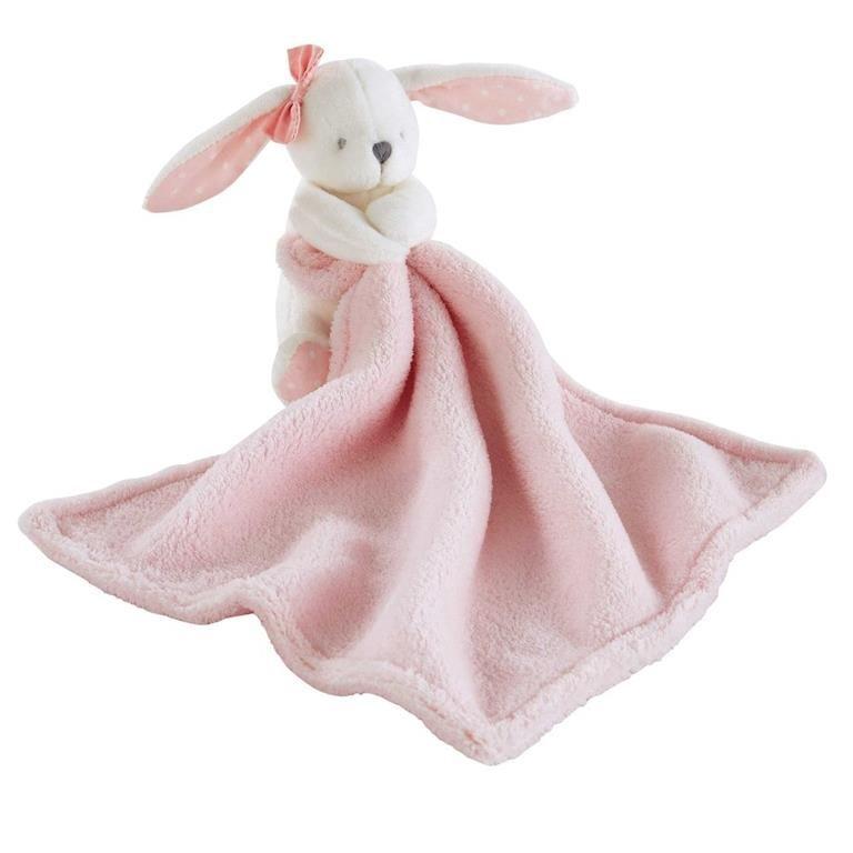 Doudou bébé fille lapin avec son mouchoir vendu par 2