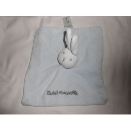 Doudou Lapin Plat Carre Bleu Blanc Gris Cadet Rousselle Creation Galeries Lafayette Gl