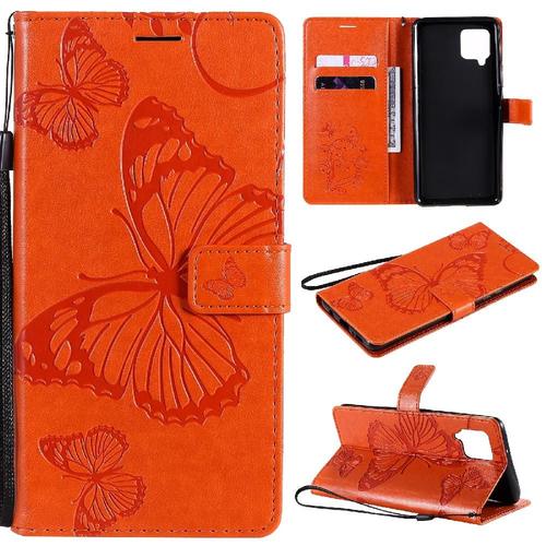 Étui Pour Samsung Galaxy A42 5g Couverture Antichoc Flip Kickband Couverture Magnétique Cuir Pu Avec Support De Fente Pour Carte - Orange