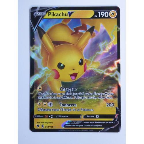 Carte Pokemon - Pikachu V - 043/185 - Ultra Rare - 190pv - Épée Et Bouclier - Voltage Éclatant - Eb4 - Vf