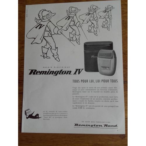 Publicité Années 1950 Rasoir Électrique Remington Iv