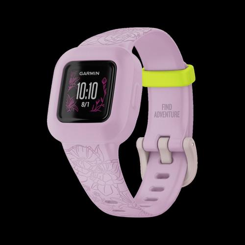 Garmin Vivofit Jr. 3 - Tracker D'activités Avec Bracelet - Silicone - Rose Floral - Taille Du Poignet : 130-175 Mm - Bluetooth - 25 G