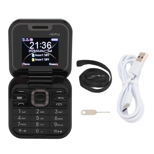 I16pro petit téléphone à rabat double SIM double veille carte mémoire 16GB multi-langues 2G téléphone portable de poche pour enfants seniors noir