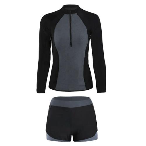 Maillot De Bain Deux PièCes à Manches Longues Pour Femmes, Protection Solaire, à La Mode, Col Rond, SéChage Rapide, Sport, 3802 L