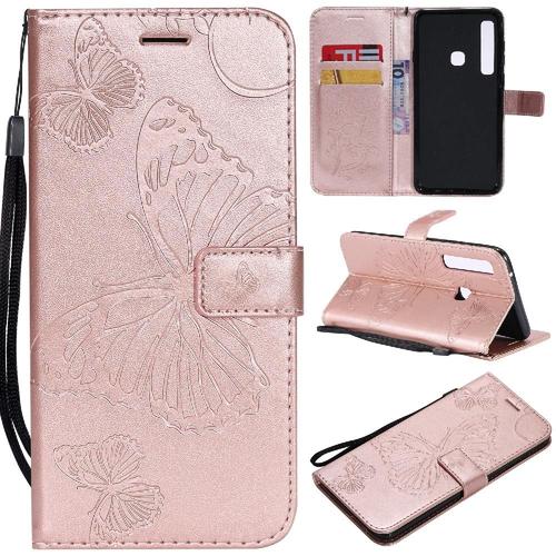 Flip Étui Pour Samsung Galaxy A9 2018 Cuir Pu Flip Kickband Couverture Magnétique Couverture Antichoc Avec Support De Fente Pour Carte - Couleur Rose