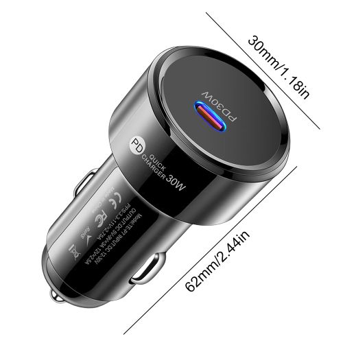 Chargeur De Voiture Pour Samsung, Huawei, Xiaomi, Dc 12-30v, Prise Usb Type C, Protection Multiple, Adaptateur De Charge Rapide 30w