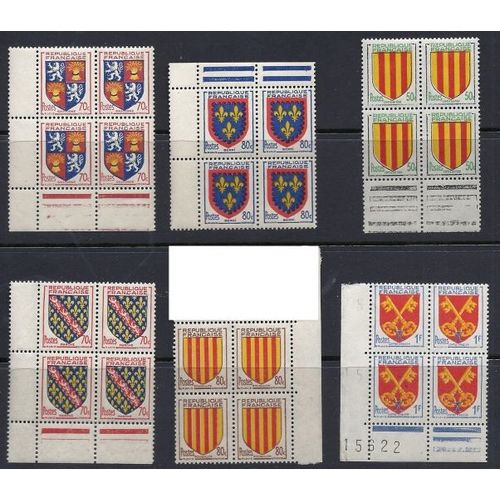 Yvert France N° 958-959 & 1044 À 1047. Armoiries. En Bloc De 4. Neuf** (Mnh)