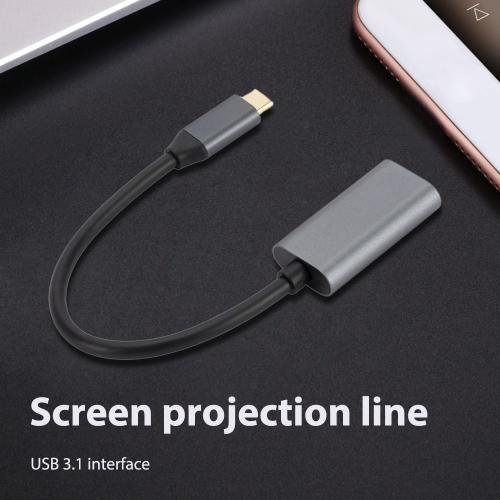 Câble convertisseur USB 3.1 de Type C à HDMI, en alliage d'aluminium, pour téléphone et tablettes