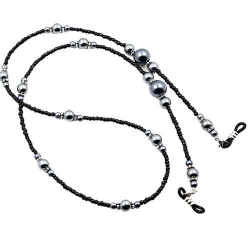 Pearl Beads Strand Porte-Lunettes Eyewear Cord Eyeglasses Rope No Noir