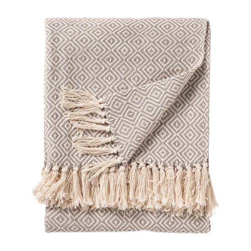 Couverture En Coton Jasmin Gris 125x150 Cm - Tapis Poil Court Design Moderne Pour Salon