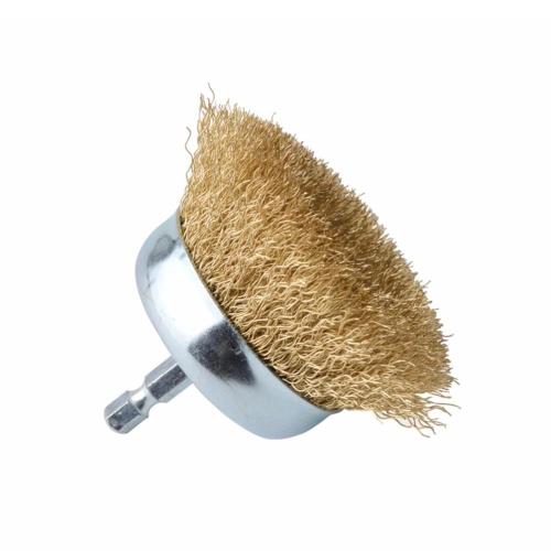 Brosse coupelle en fil métallique de 50mm avec tige hexagonale pour perceuse, pour l'élimination de la rouille métallique rotative, polissage, perceuse électrique, broyeur, roue de polissage